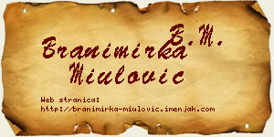 Branimirka Miulović vizit kartica